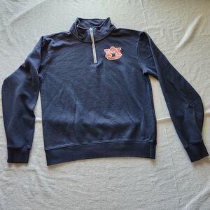 Auburn Tigers Sweater Mens Medium Blue Orange Logo 1/4 Zip Sweatshirt Pullover